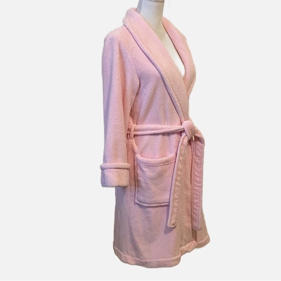Charter Club Intimates Pink Fuzzy Shawl Collar Robe Size Medium - Picture 4 of 8